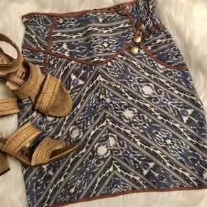 Boho Printed Skirt 🌀 with Contrast Piping, size 4